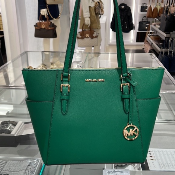 MICHAEL KORS Charlotte Large Leather Top-Zip Tote
Palmetto Green 
NWT - Picture 7 of 16
